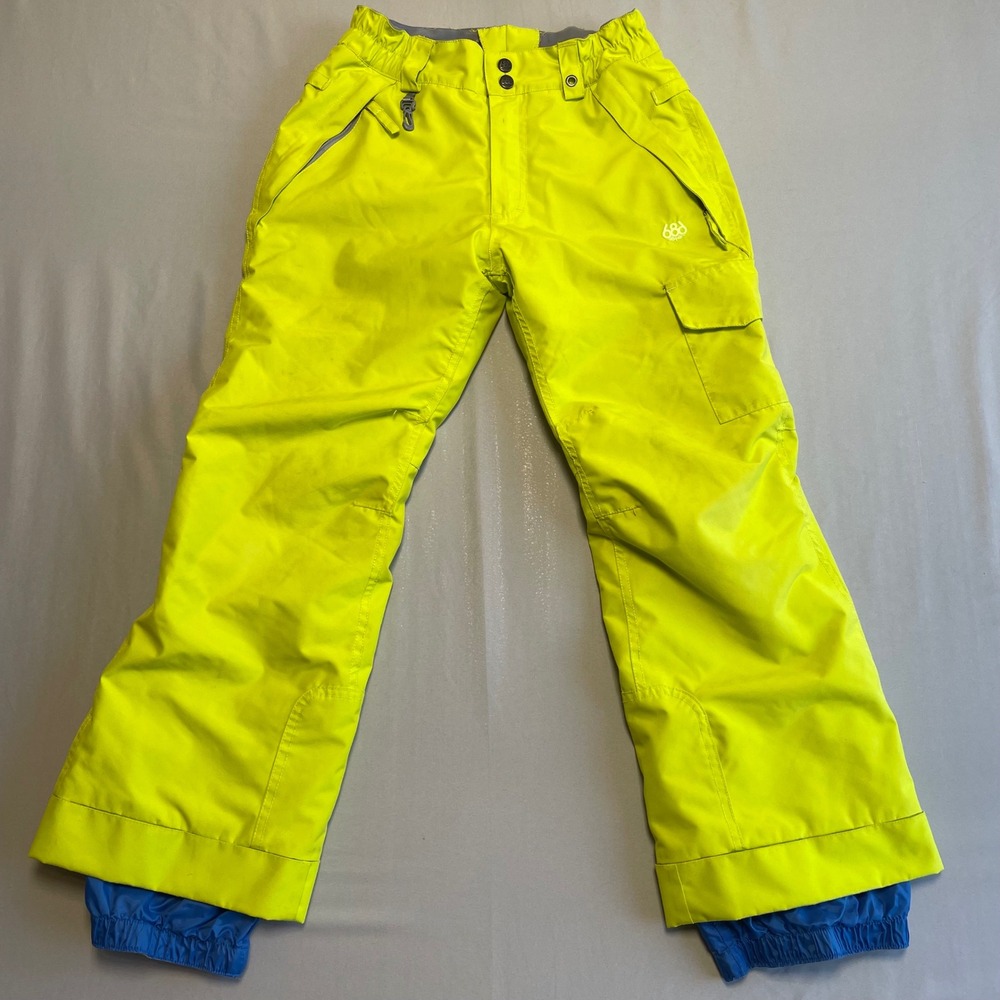 686 Girls Authentic Misty Insulated Ski Snowboard Pants Youth Medium Neon Yellow